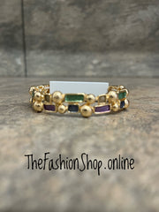 Gold elasticated double row bracelet