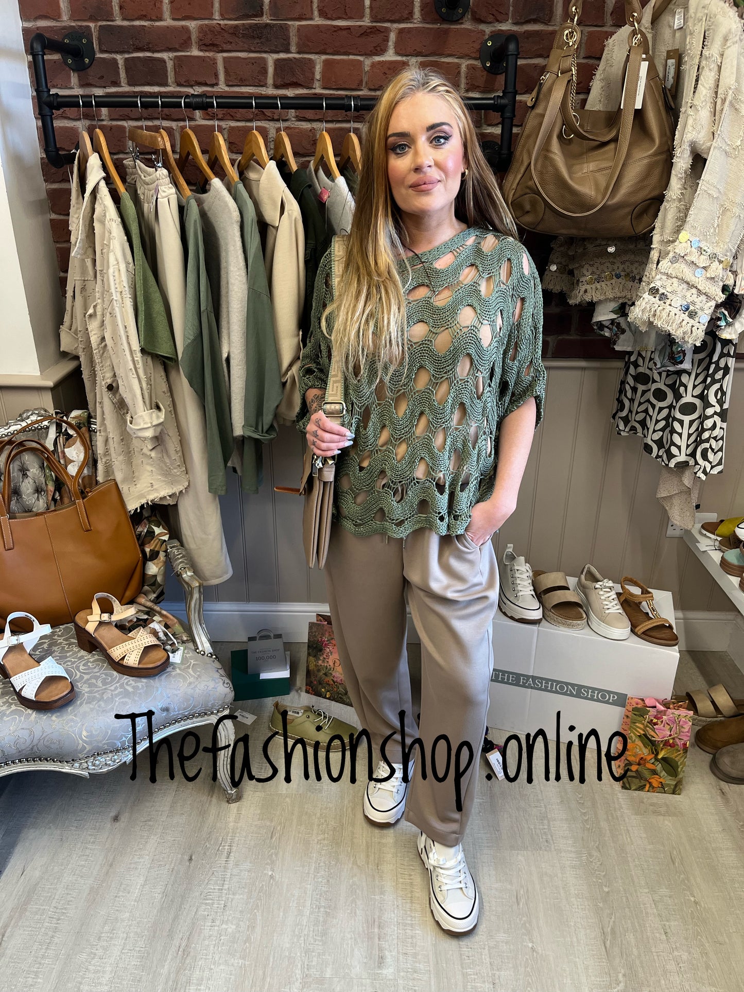 Rochelle khaki crochet top 8-20