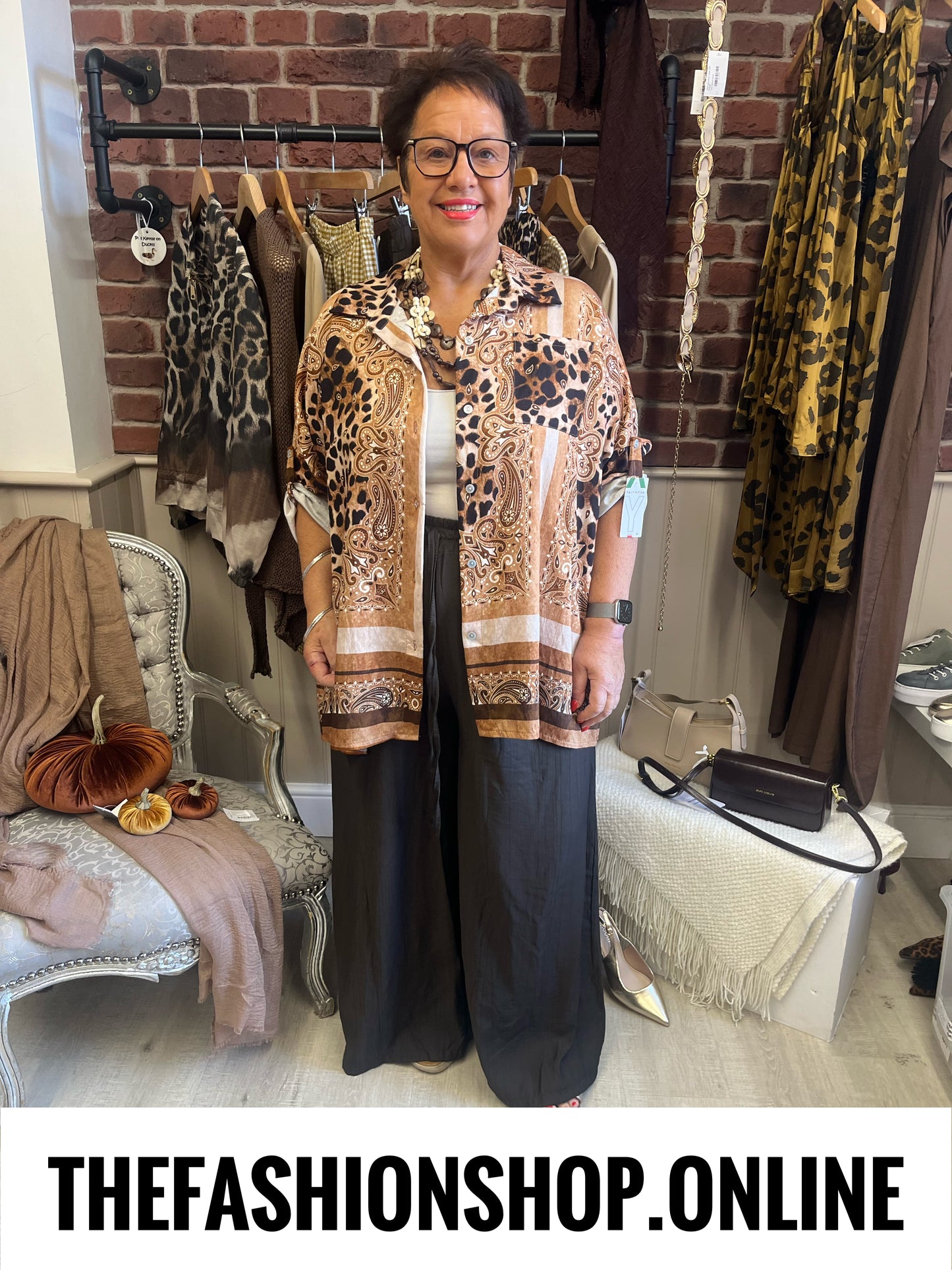 Miranda camel animal print shirt 16-22