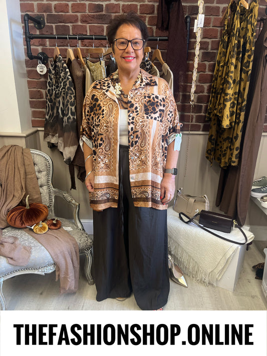 Miranda camel animal print shirt 16-22