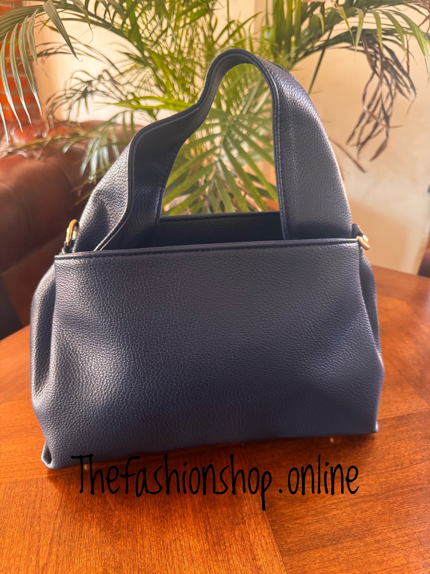 Lily Tote Bag with shoulder strap in Navy Blue