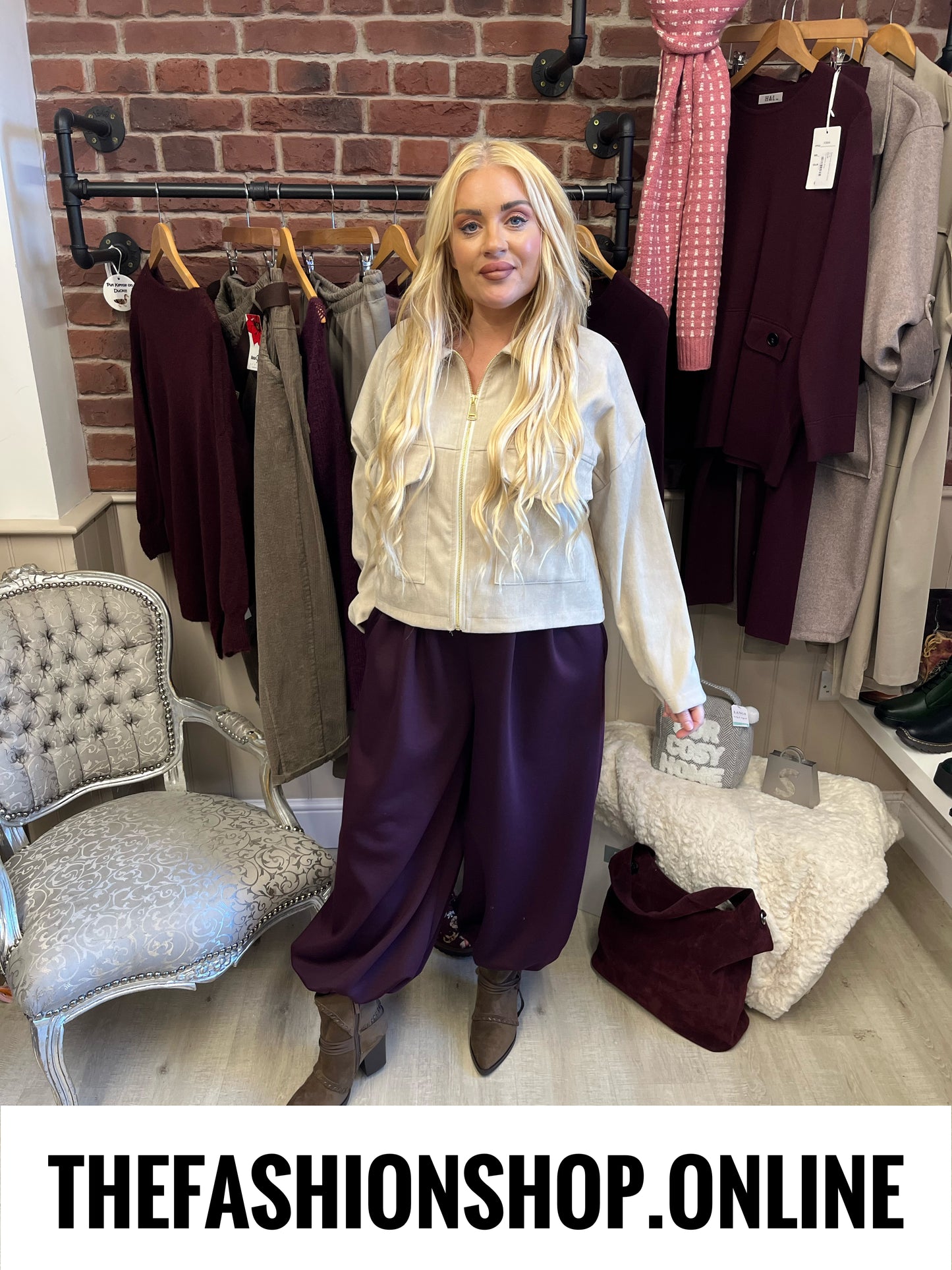 Kelsey damson harem casual trousers 10-20
