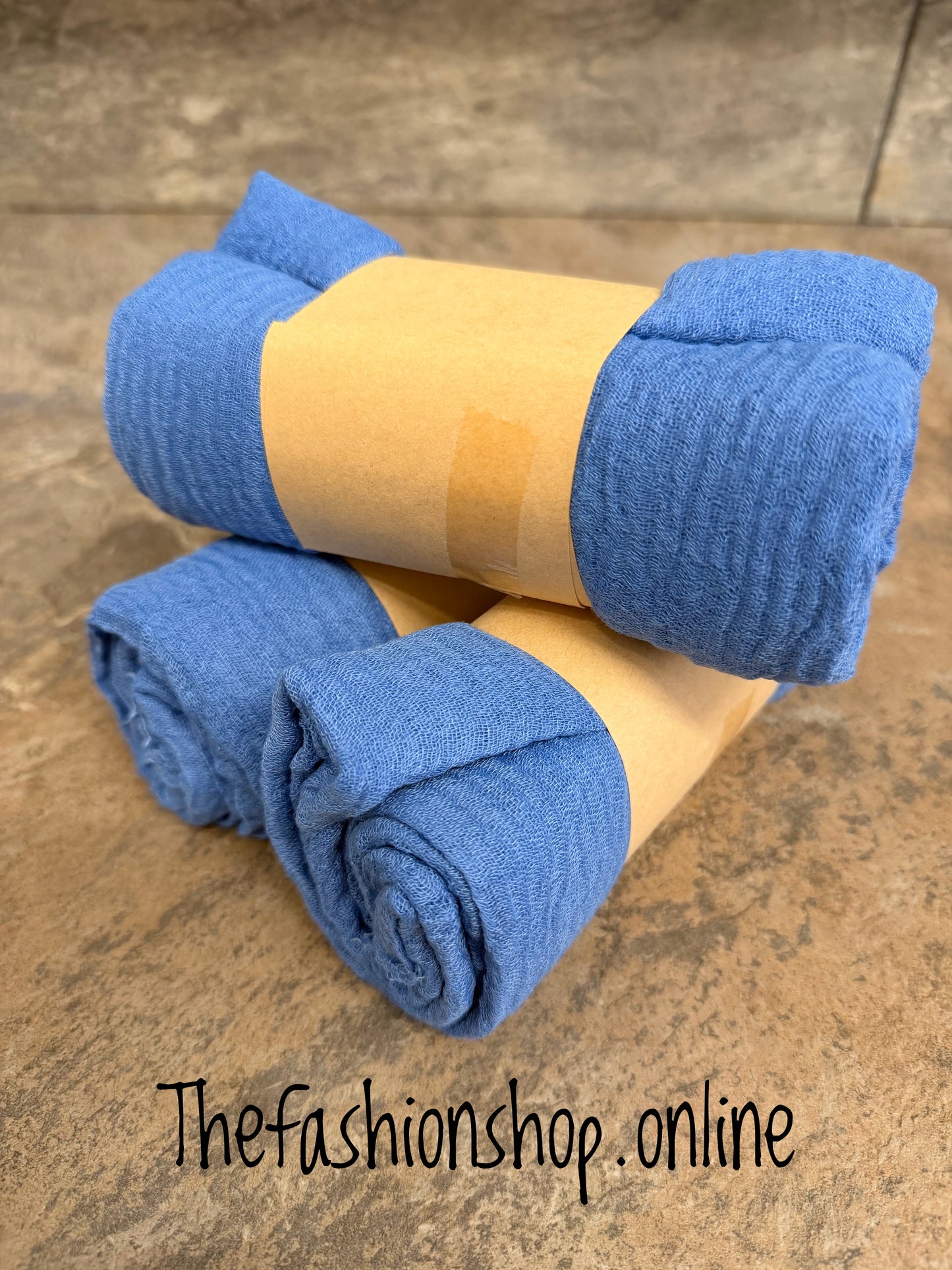 Denim Blue fine waffle scarf