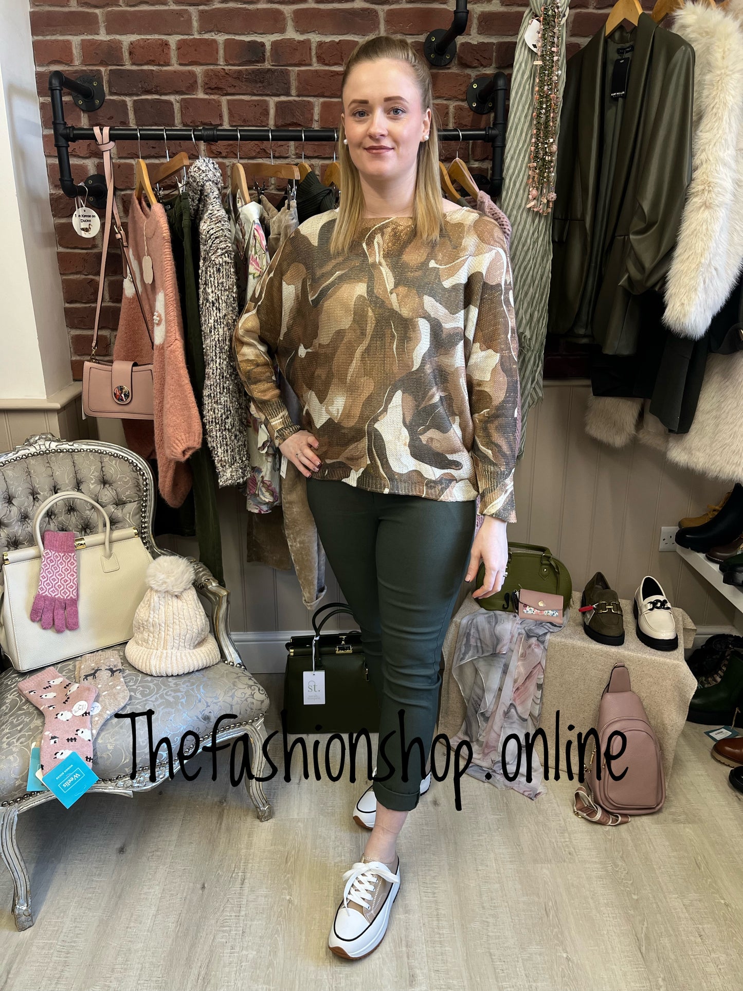 Helena brown swirls fine knit jumper 8-16