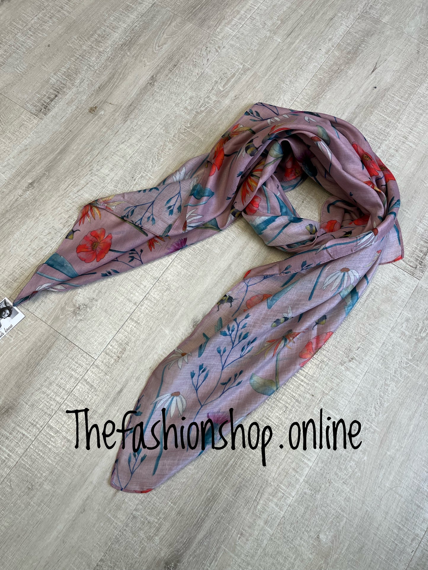 Dusky pink meadow scarf