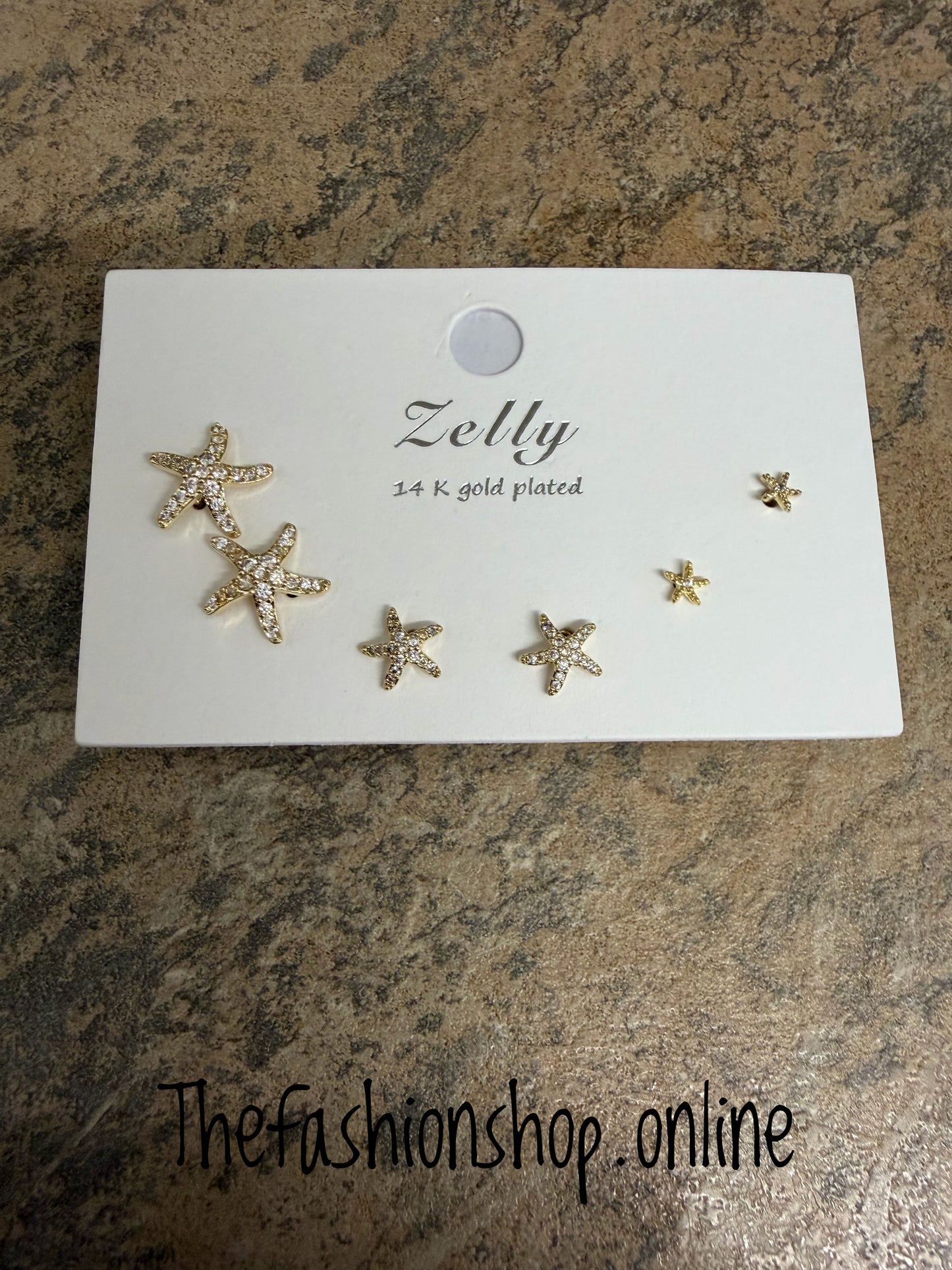 Zelly gold stars stud earrings 3 pack