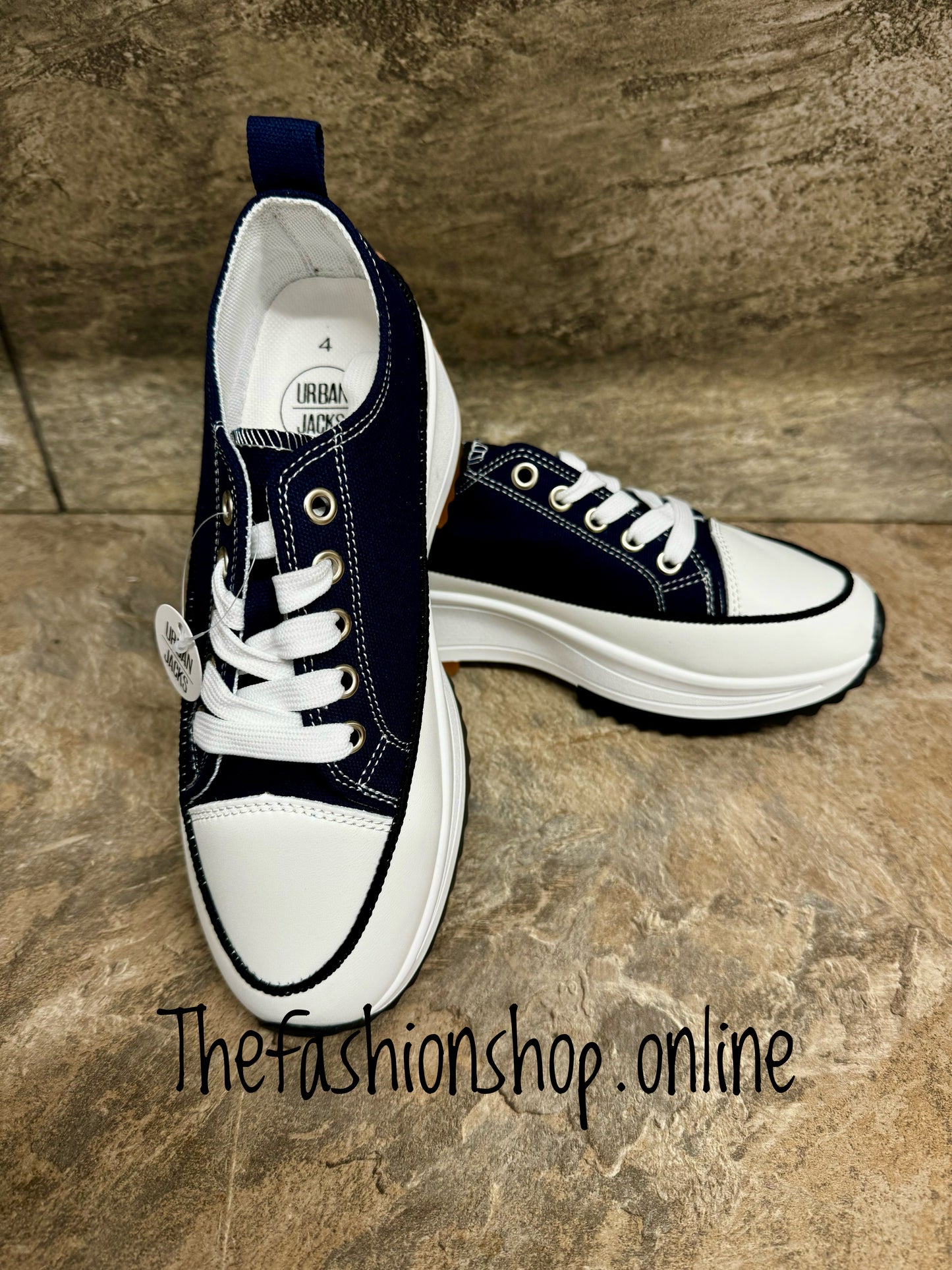 Navy Chunky lace up trainer sizes 4-8