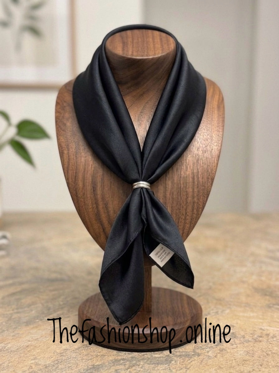 Black neck tie with ring