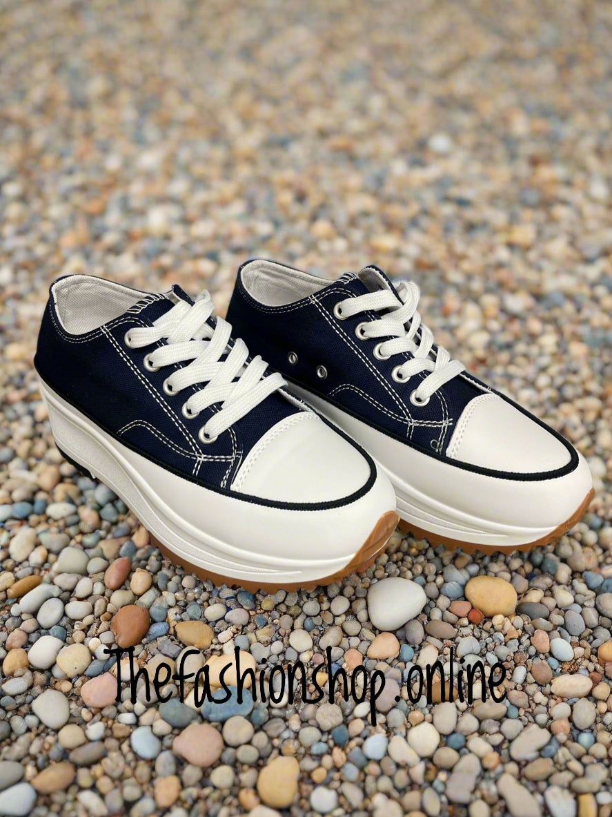 Navy Chunky lace up trainer sizes 3-8 (36-41)