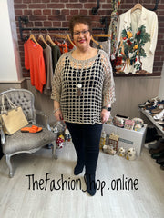 Angelina mocha crochet layering top 12-22