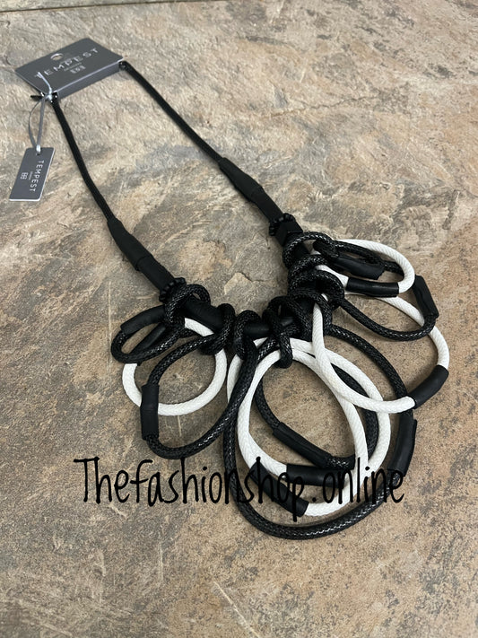 Sarah Tempest black and white multi loop necklace