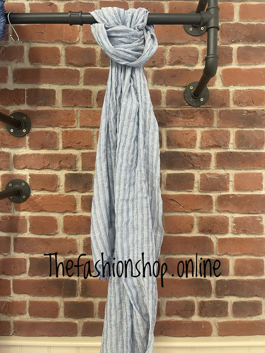 Shades of blue pinstripe scarf
