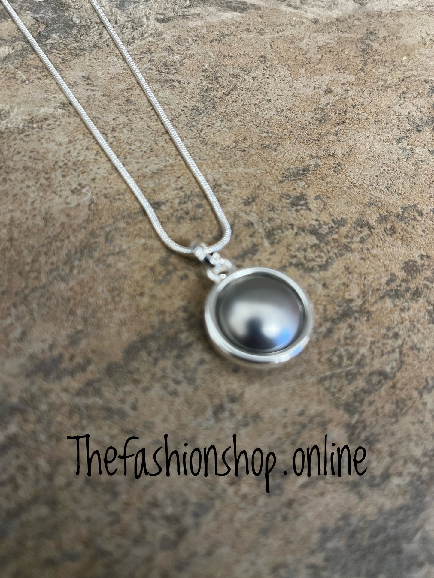 Sarah Tempest grey orb silver necklace