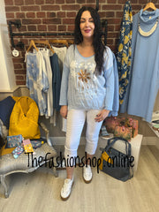 Anita blue flower top 10-16