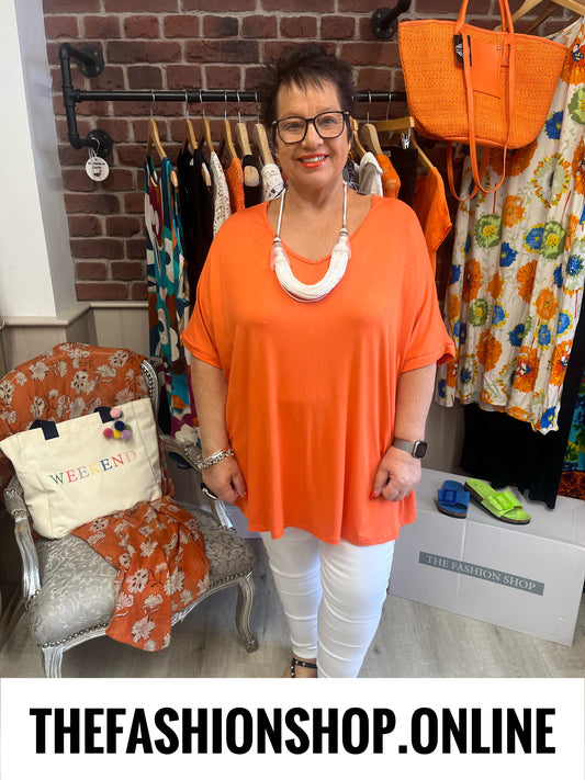 Jolie orange embroidered back top 16-24