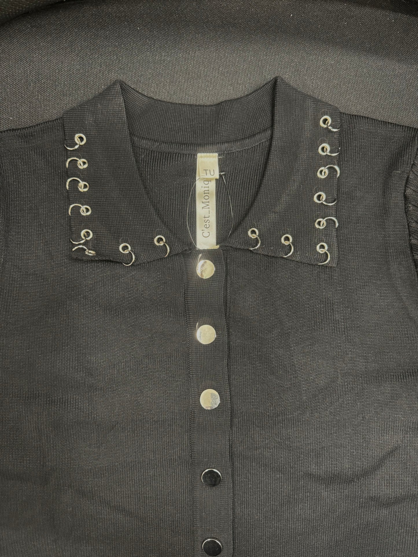 Kelly black statement collar top  8-14