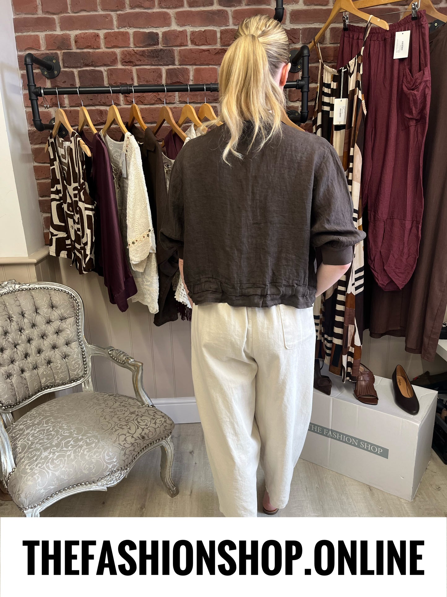 Patsy brown linen jacket 8-14