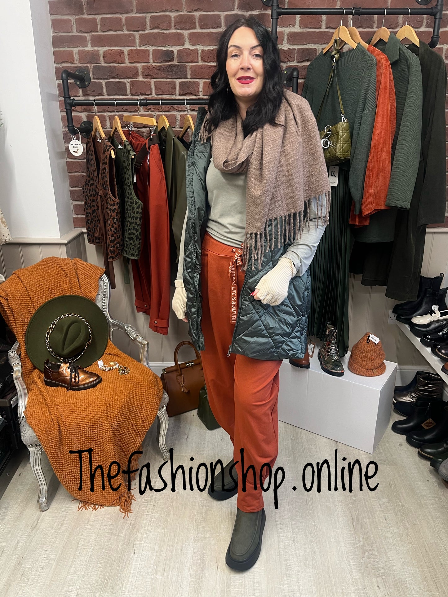Metallic khaki padded gilet sizes 10-20