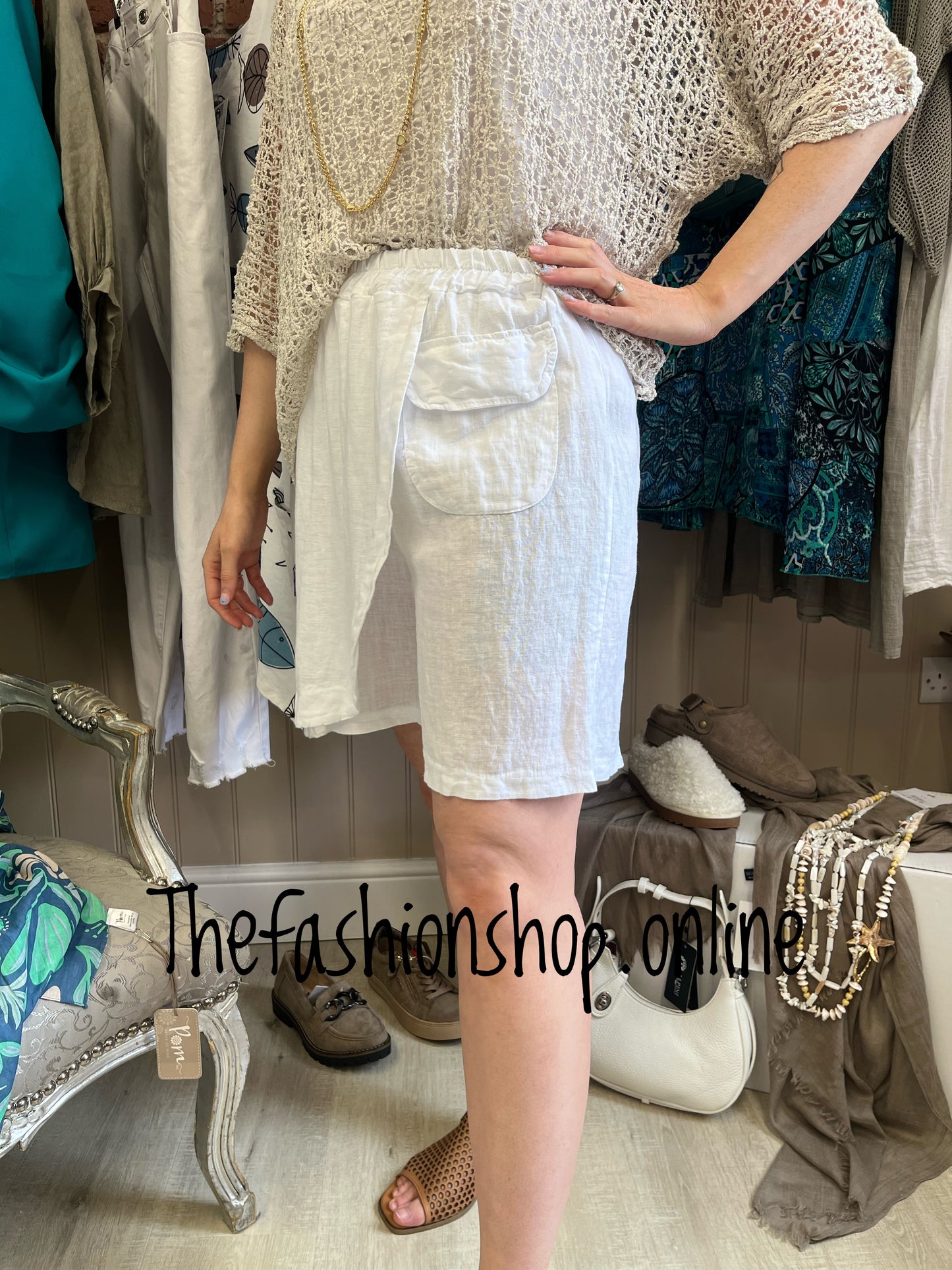 Kayleigh white linen skorts 8-14