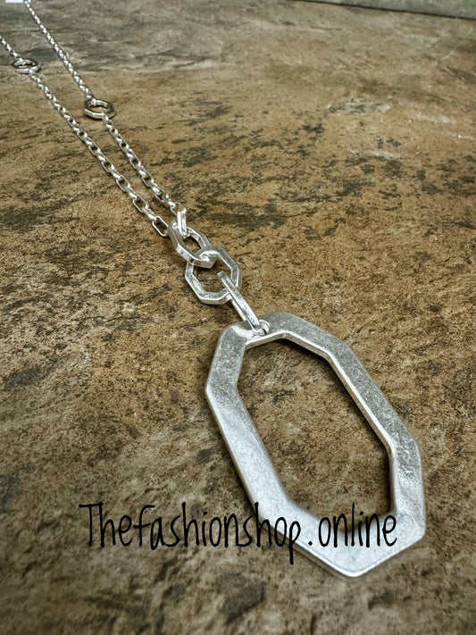 Envy long silver links necklace