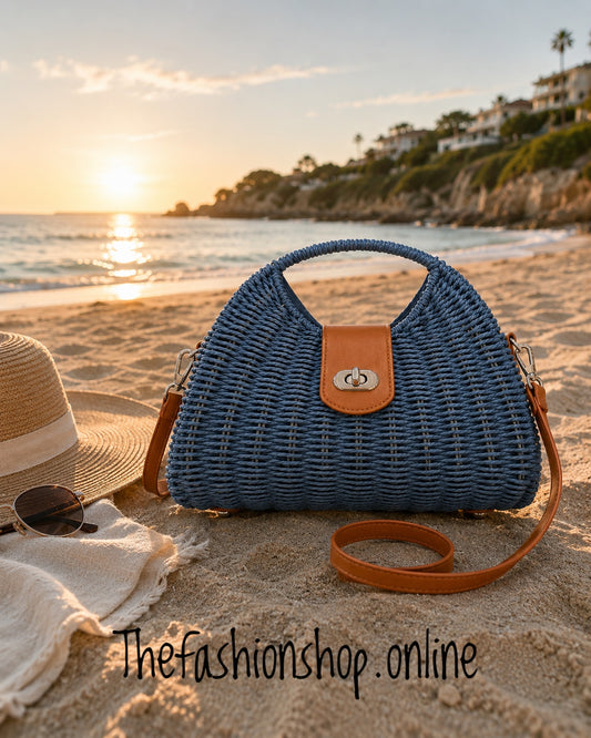 The Riviera Weave Bag in Blue