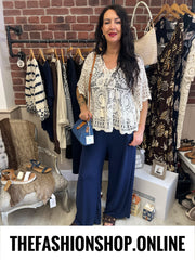 Kylie navy wide leg trousers 14-22