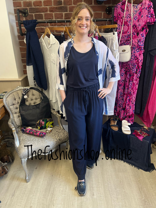 Charlie navy wide leg trousers 12-16