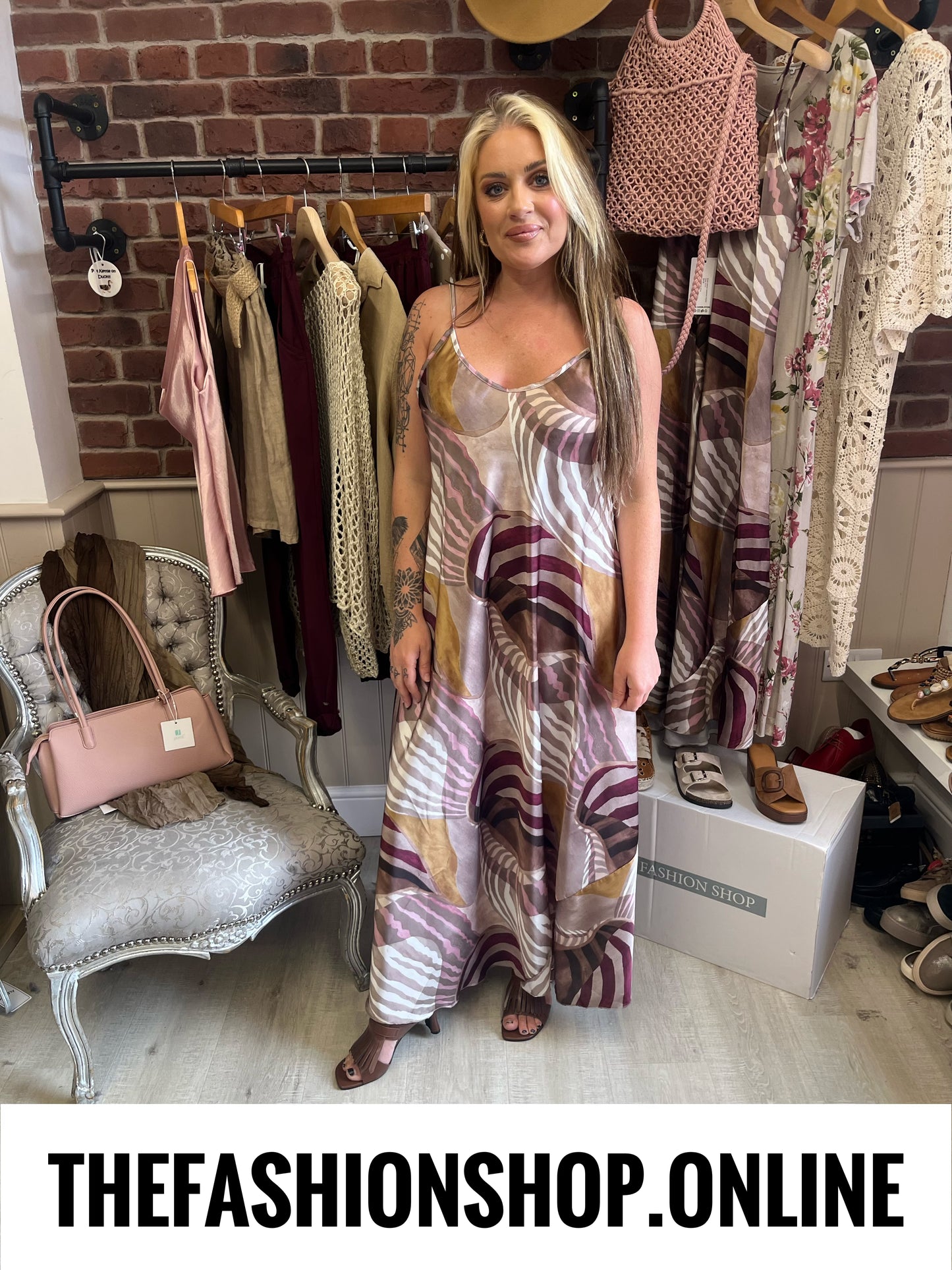 Macie abstract patterned strappy dress 10-16