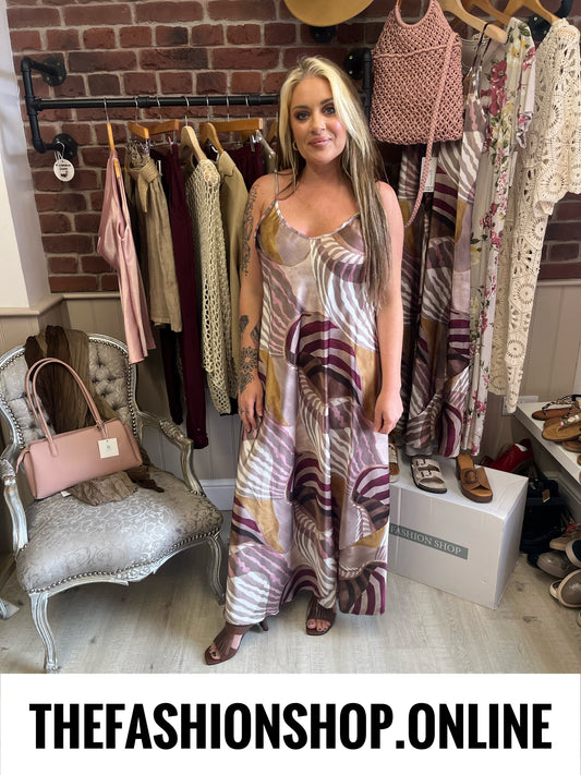 Macie abstract patterned strappy dress 10-16