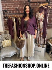 Harriett mulberry tie front shrug 12-22