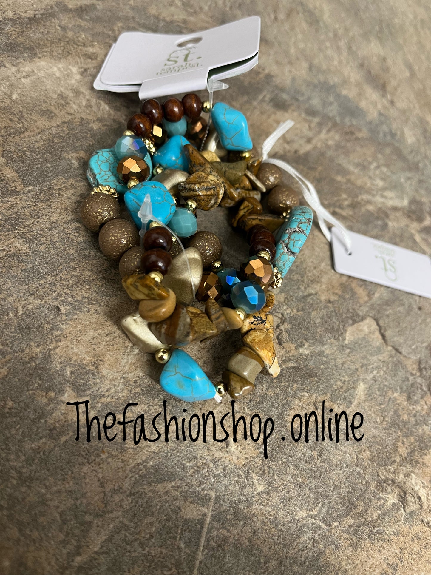 Sarah Tempest teal mix beaded bracelets