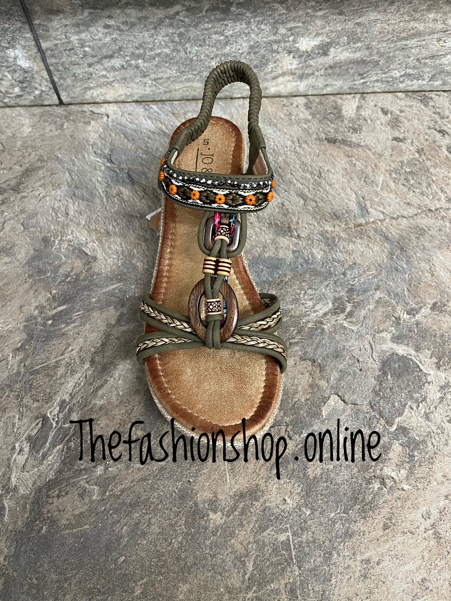 Jo & Joe khaki Trinidad wedge sandals sizes 4-8 (37-41)