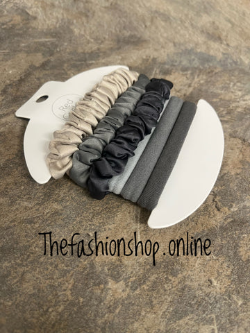 Red Cuckoo grey elastic hair ties six pack