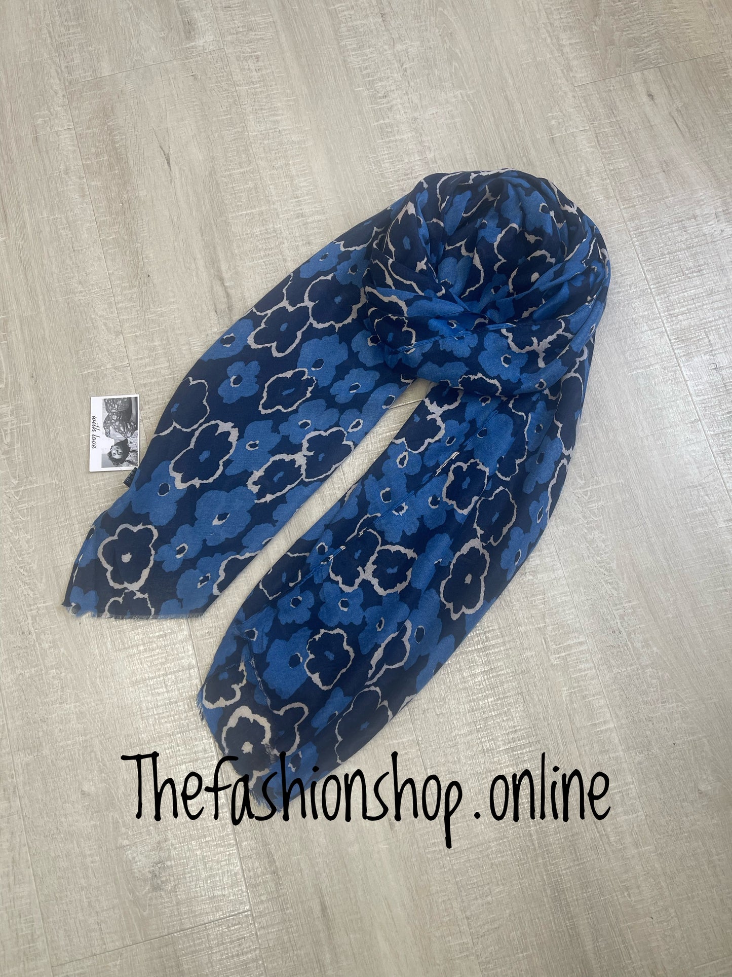 Shades of blue floral scarf