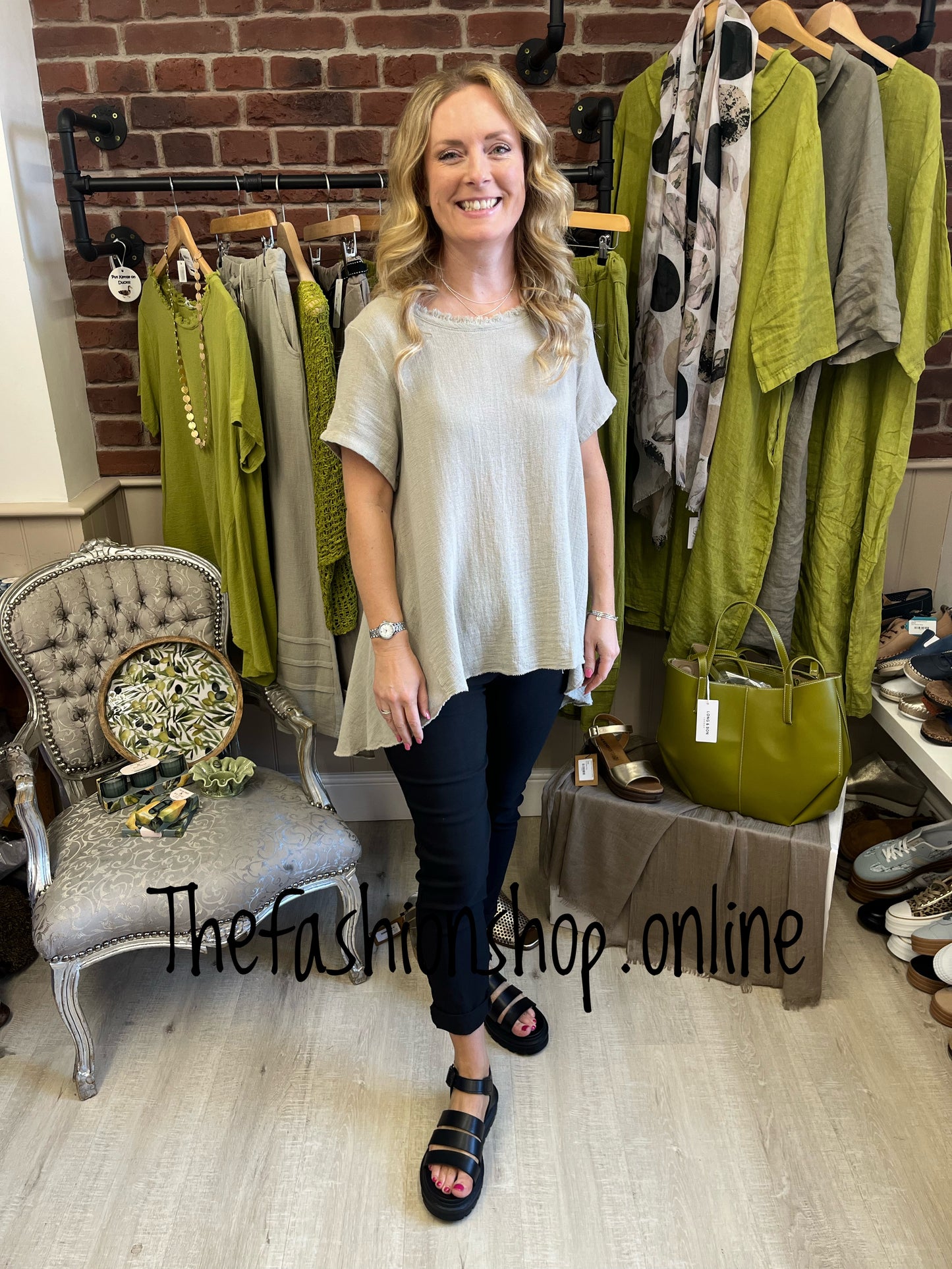 Tanya mocha linen mix top 10-16