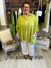 Paige olive linen shirt 16-22