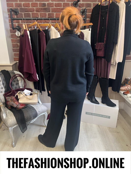Larna black cashmere mix co-ord 8-16
