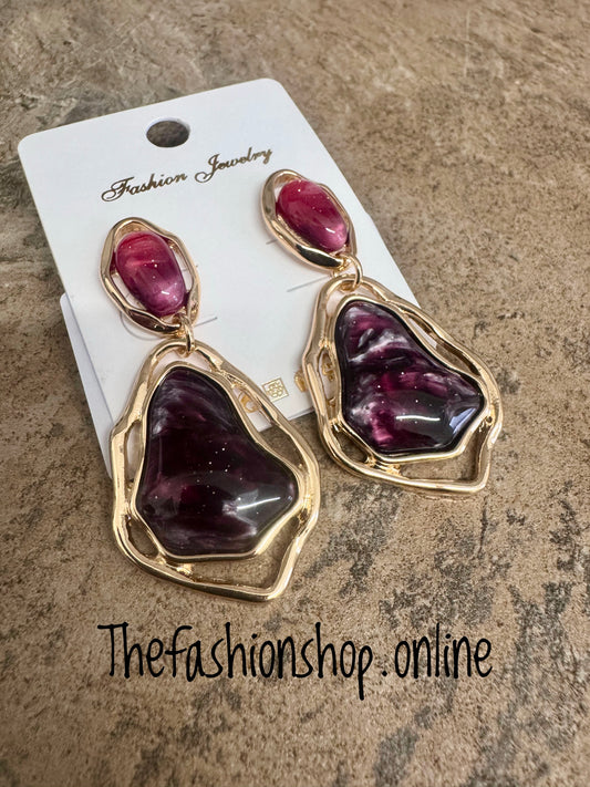 Amy Wine and Purple Drop Earrings