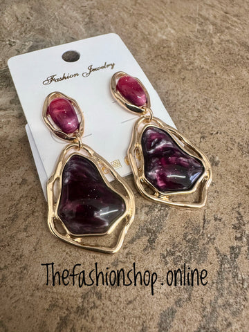 Amy Wine and Purple Drop Earrings