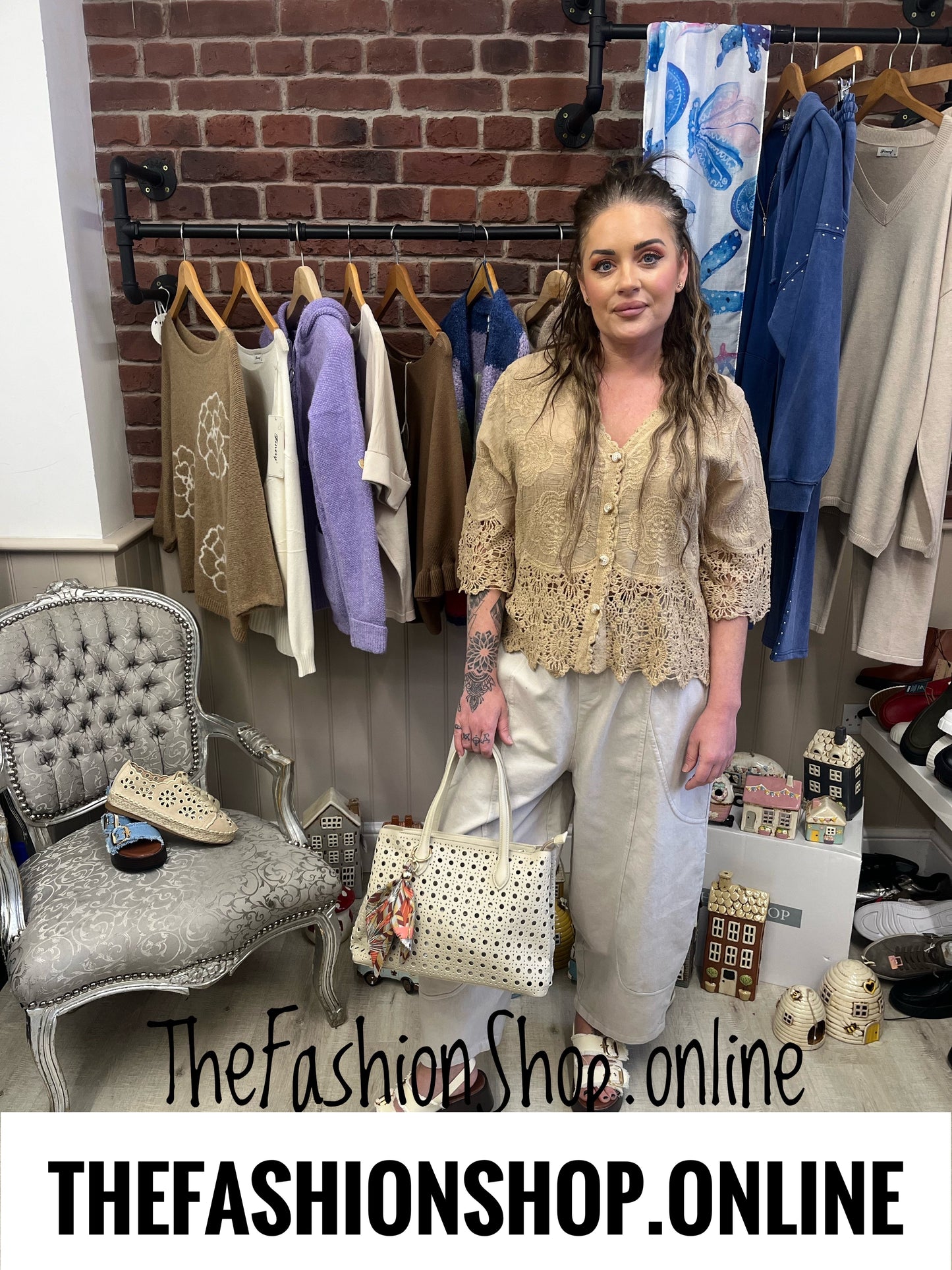 Sienna camel lace blouse 8-16