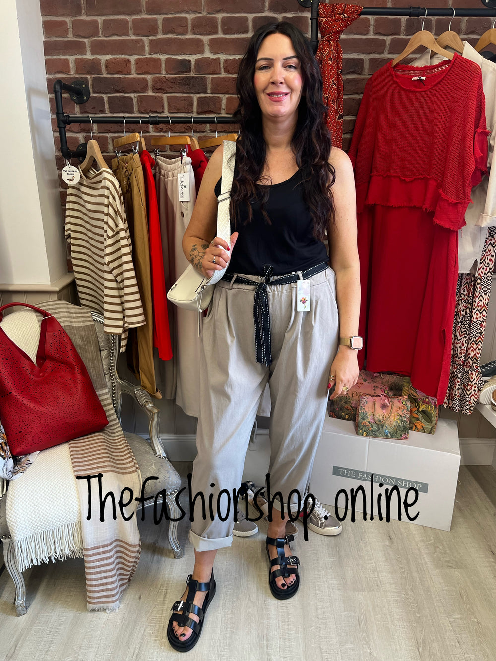 Anya mocha trousers with belt 14-18