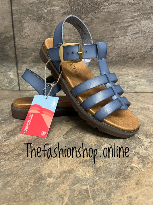 Heavenly Feet blue Saltwater sandals sizes 4-8 (37-41)