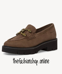 Tamaris mocha leather slip on buckle shoe sizes 4-9