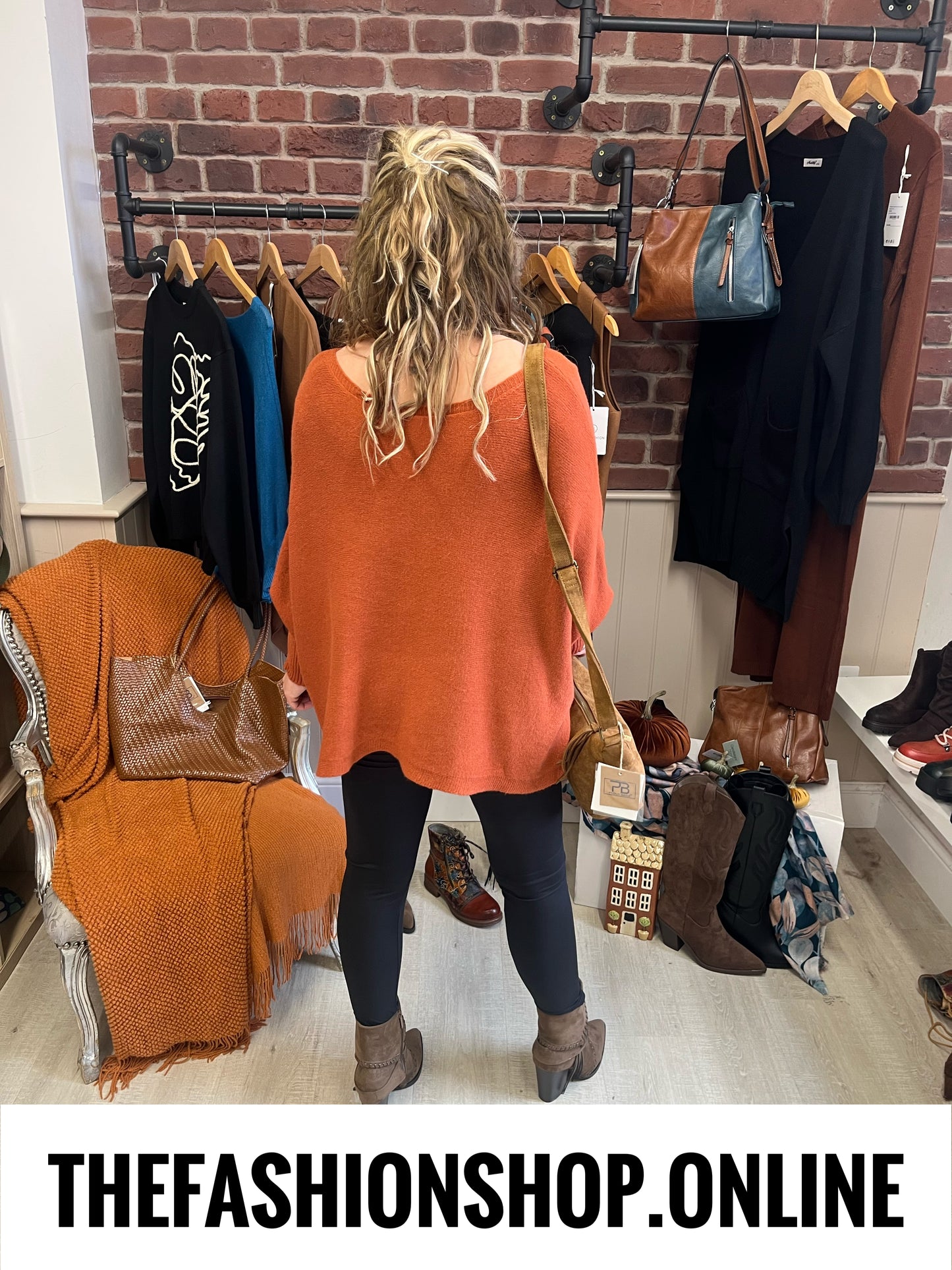 Grace cinnamon ribbed sleeve jumper 10-22