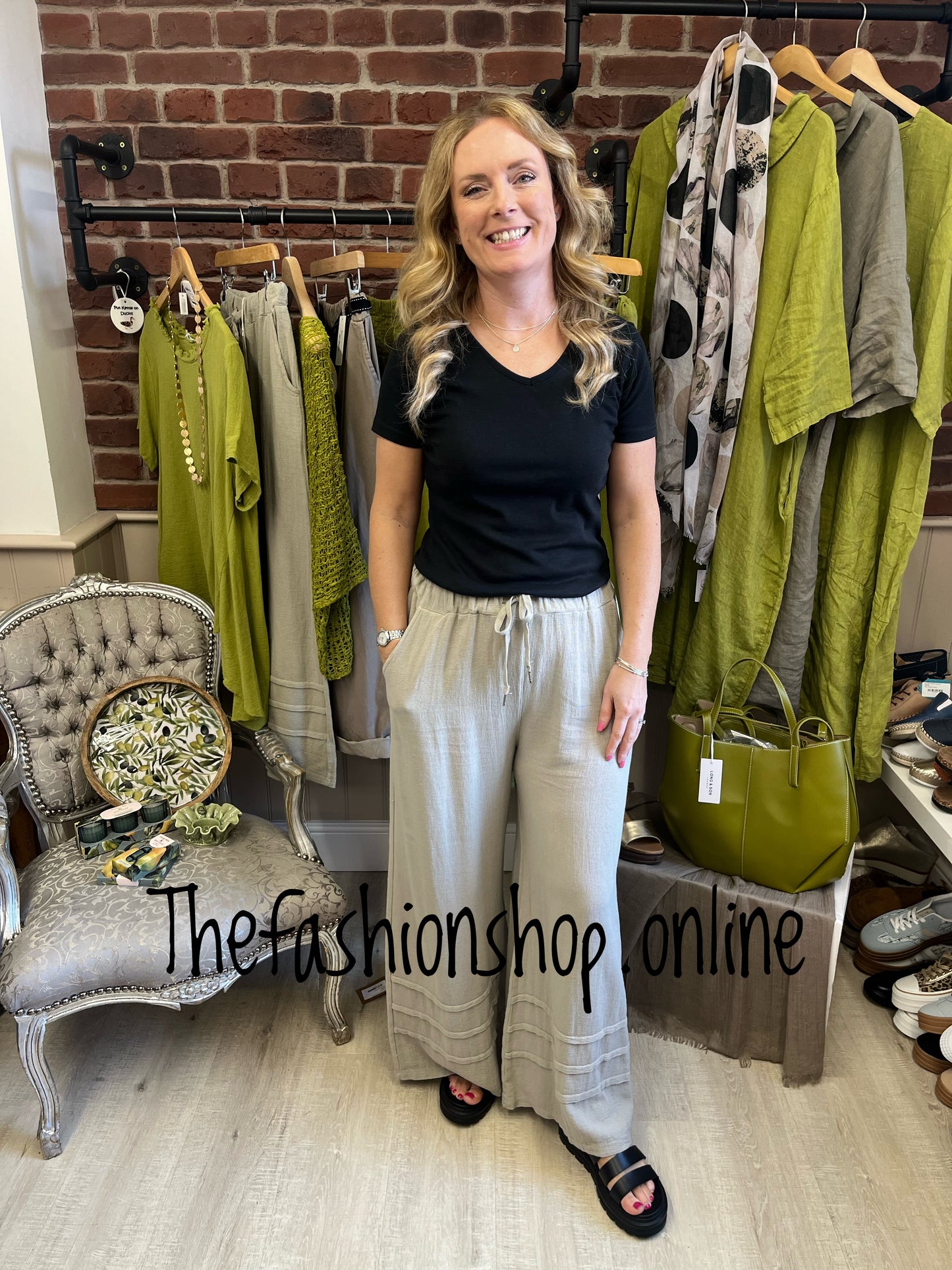 Adele mocha linen mix trousers 10-16