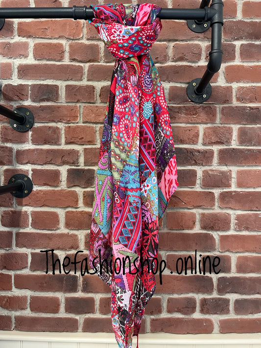 Boho colourful patchwork scarf