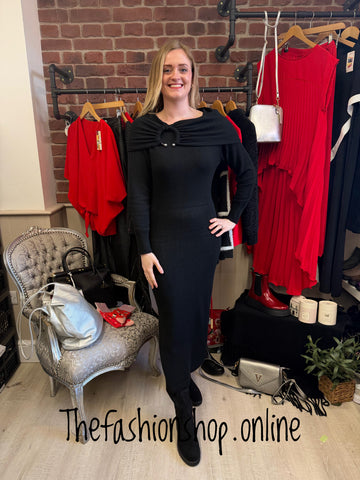 Giselle black cowl neck jumper dress 8-14
