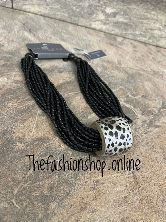 Sarah Tempest resin pendant with beaded strand necklace