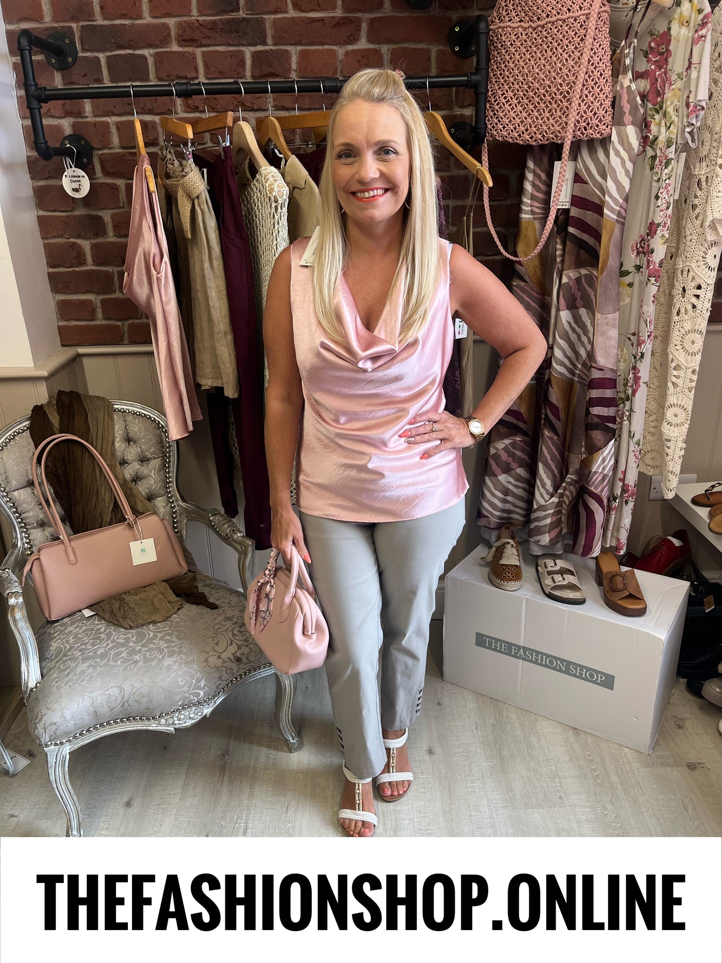 Maria pink draped neck top 8-12
