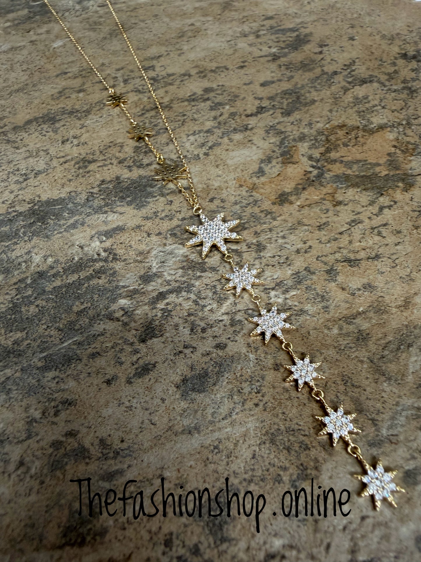Zelly Gold Stars Drop Necklace